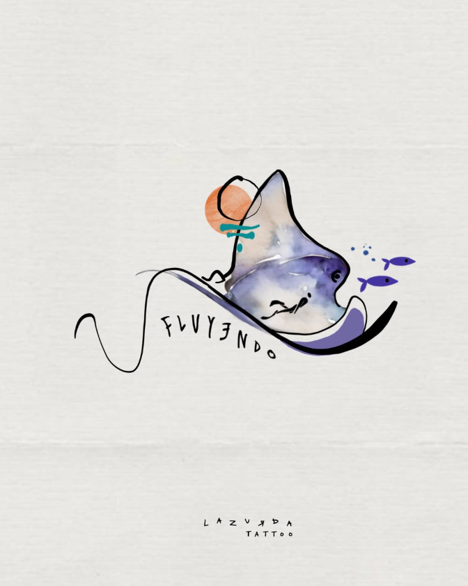 Diseño de mantarraya en acuarela